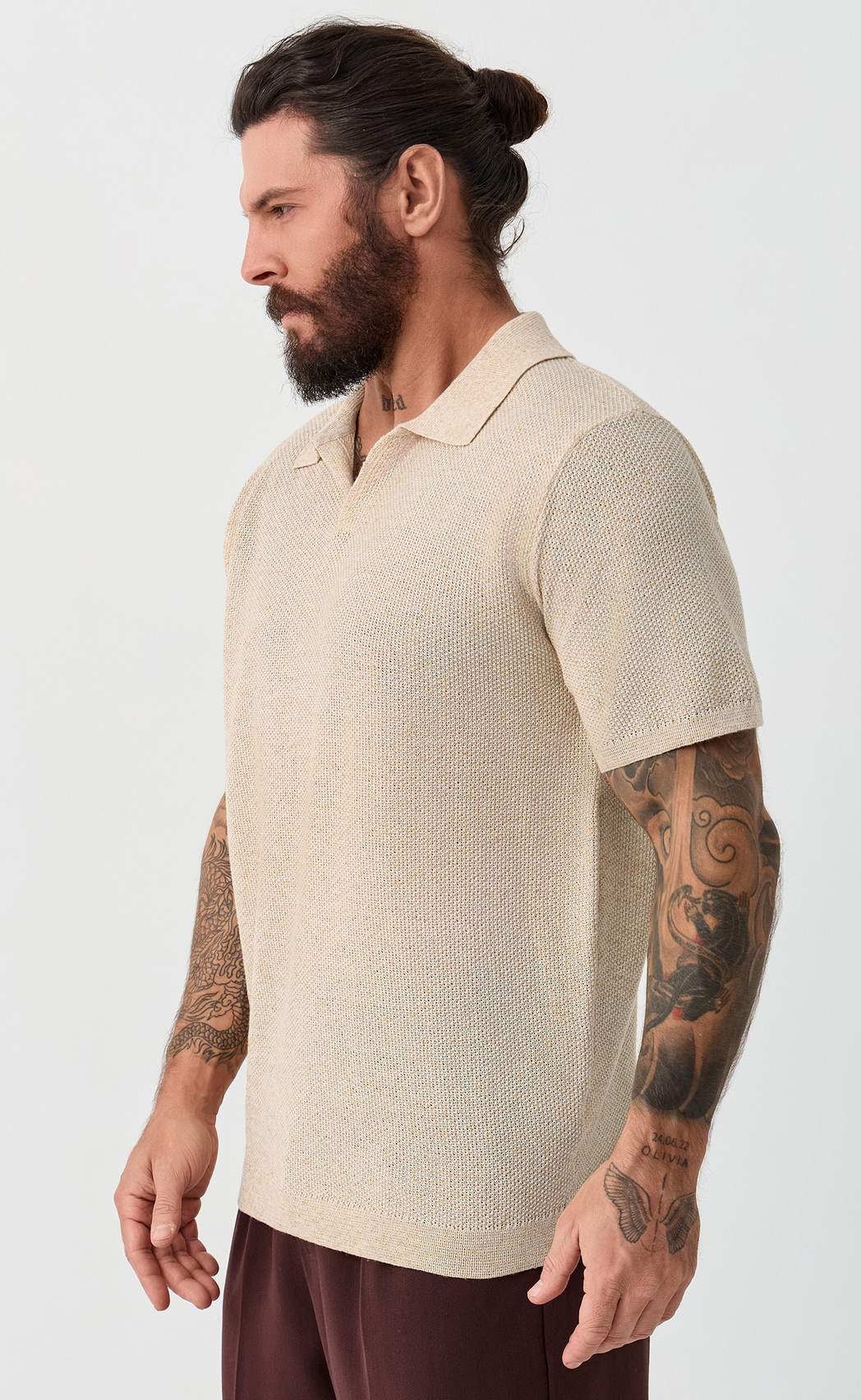 Футболка лен F011-06LN l.beige