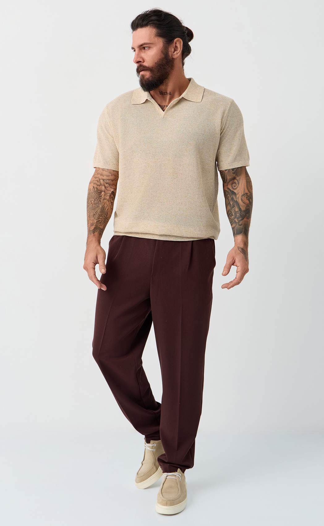 Футболка лен F011-06LN l.beige