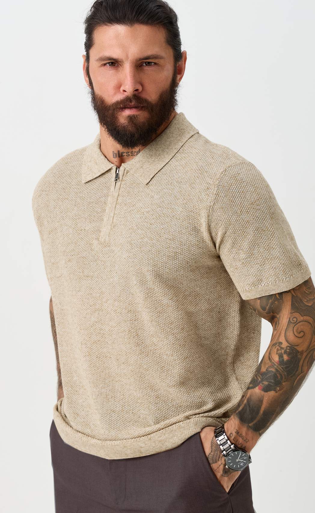 Футболка лен F111-07LN l.beige
