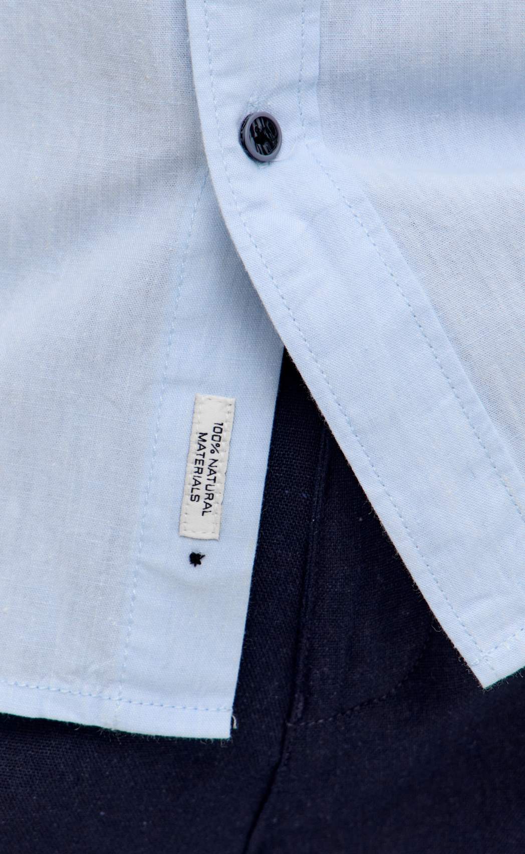 Рубашка д/р лен F511-0480 l.blue