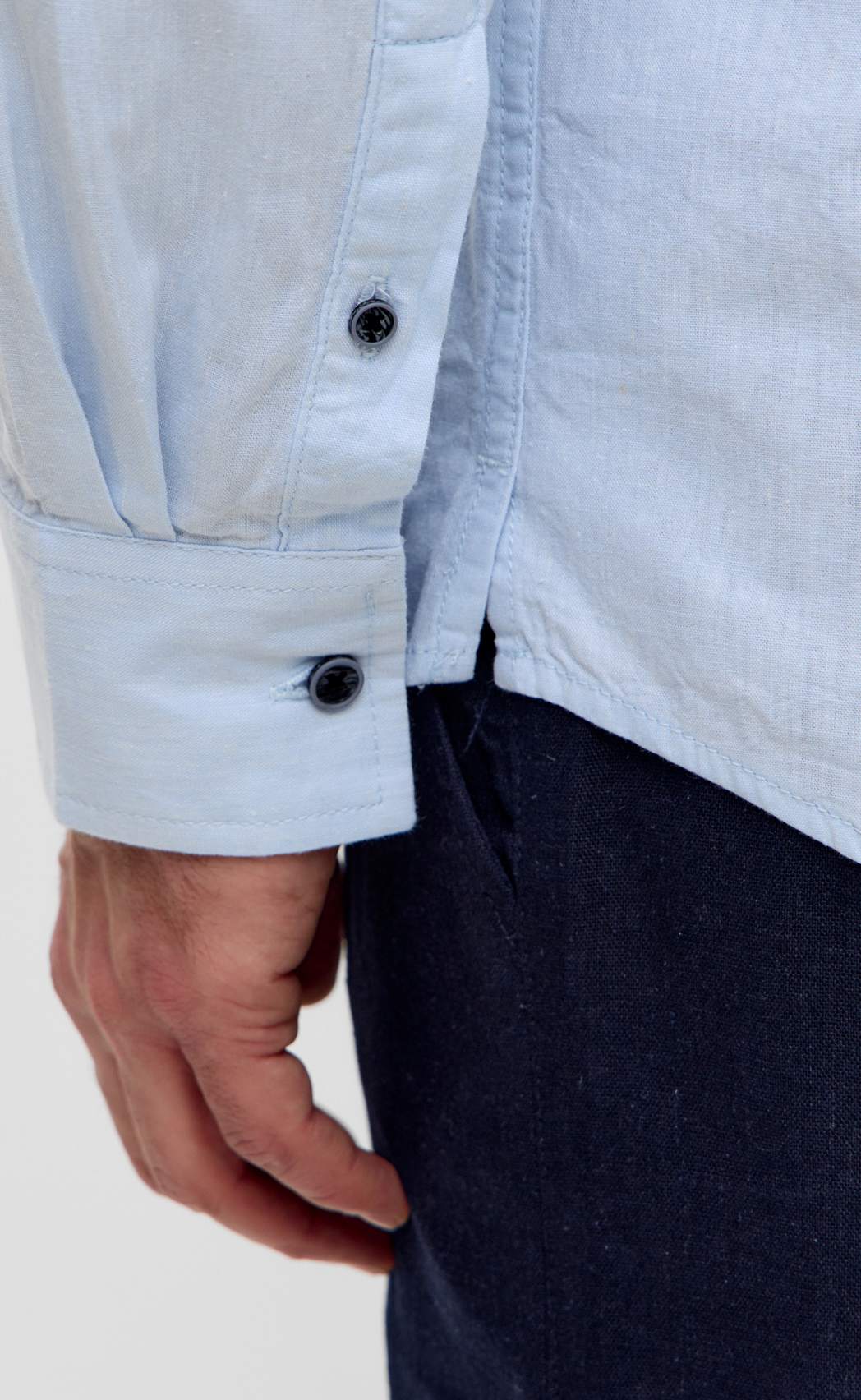 Рубашка д/р лен F511-0480 l.blue