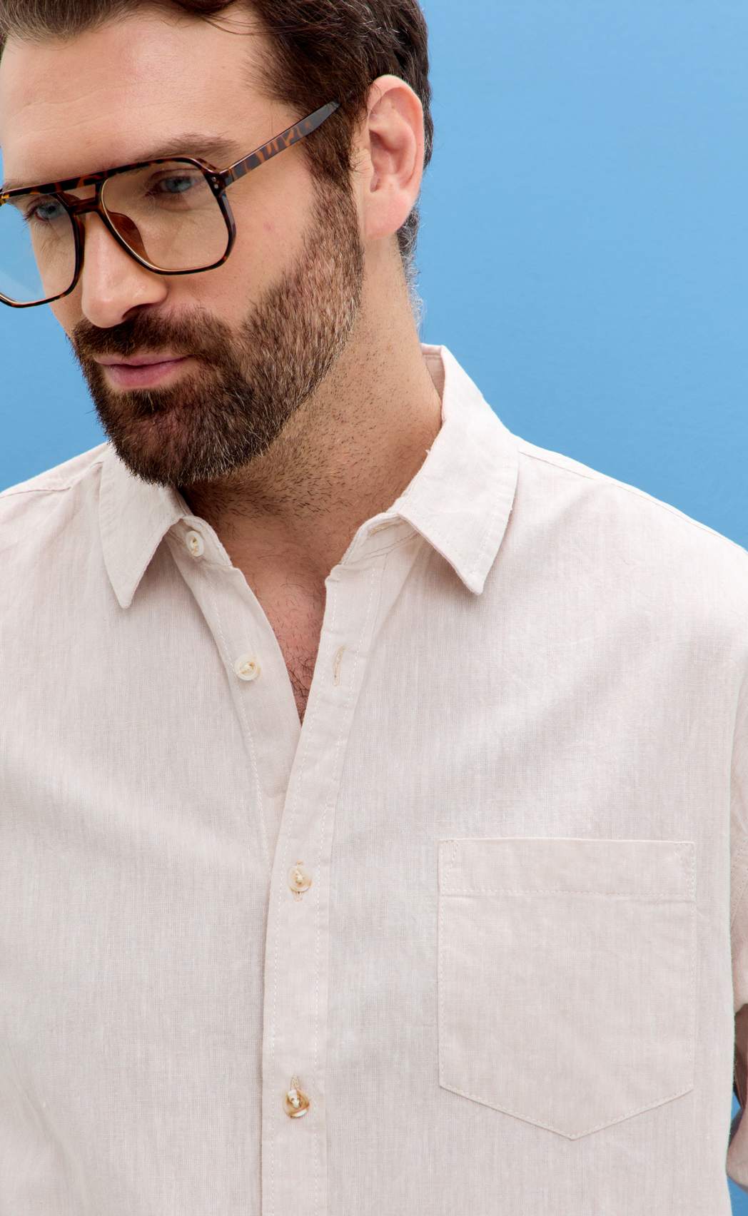 Рубашка д/р лен F111-0450-1 beige