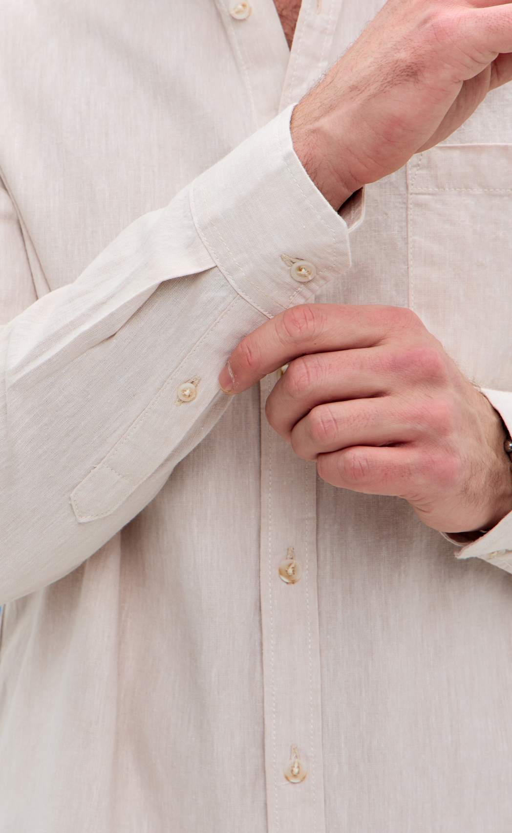 Рубашка д/р лен F111-0450-1 beige