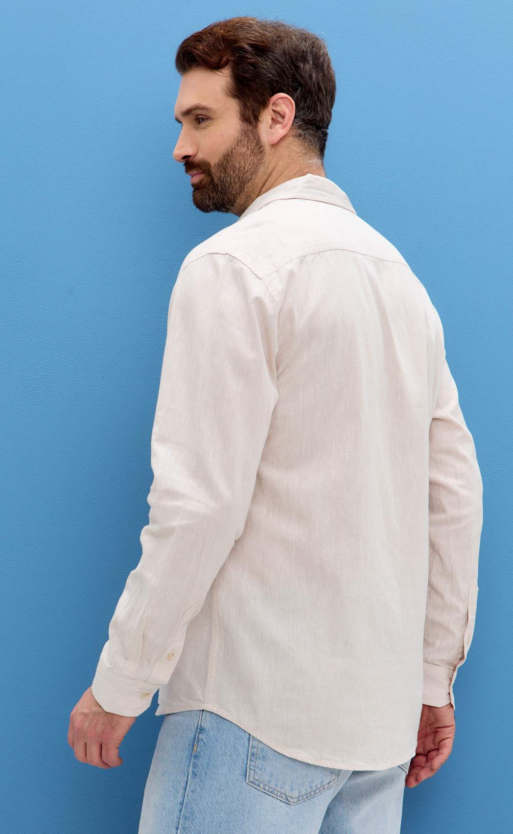 Рубашка д/р лен F111-0450-1 beige