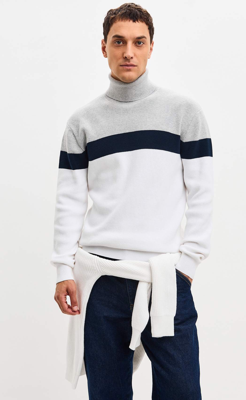 Джемпер P521-1569 white/grey