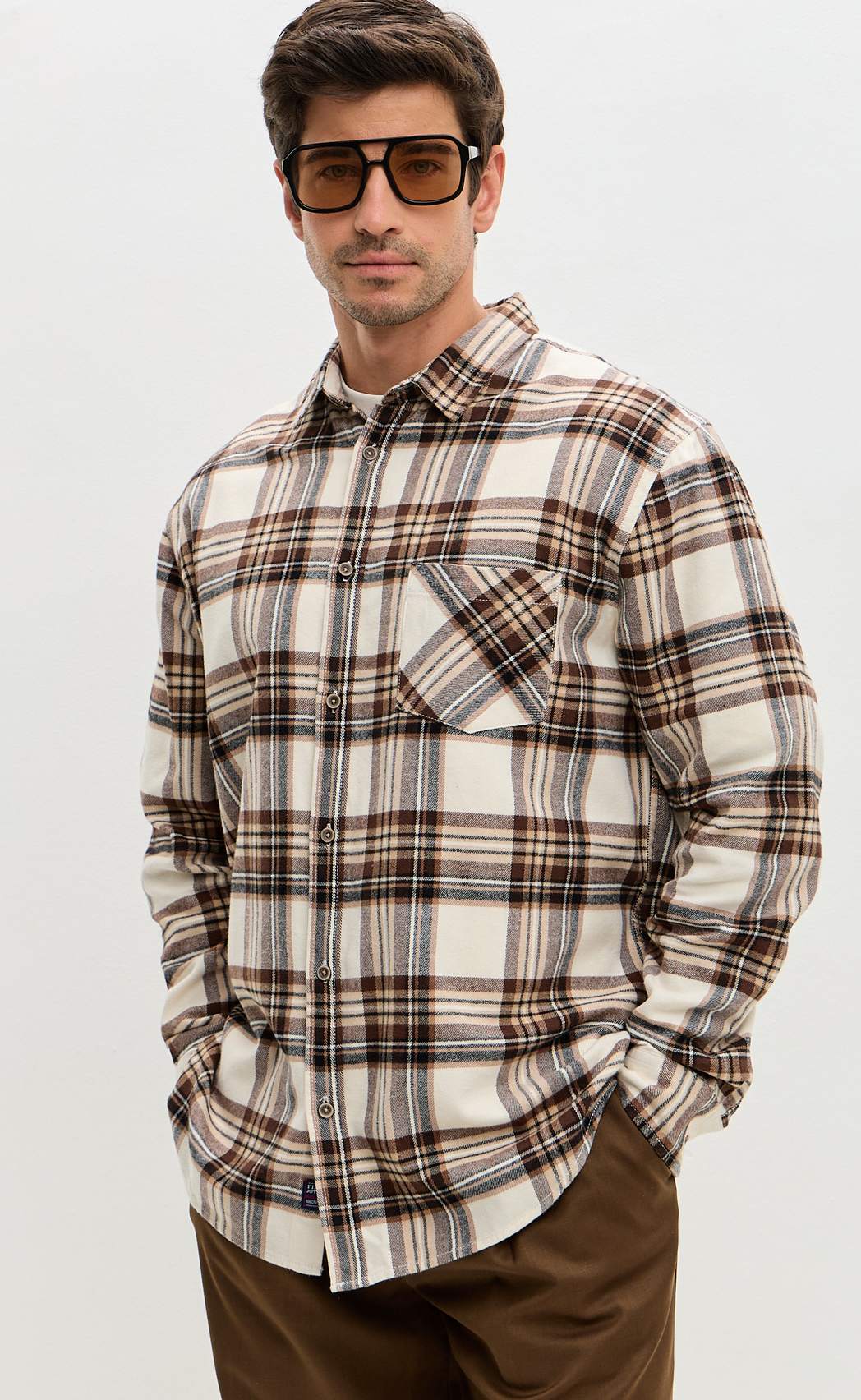Рубашка F521-0460 milk-brown