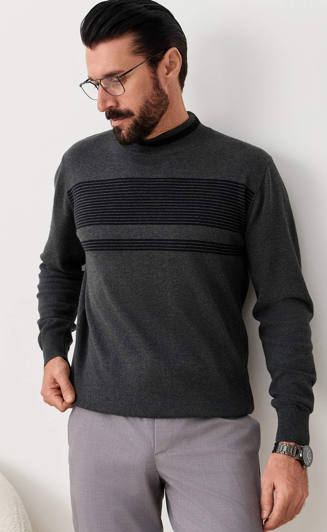 Джемпер F521-1576 grey/black