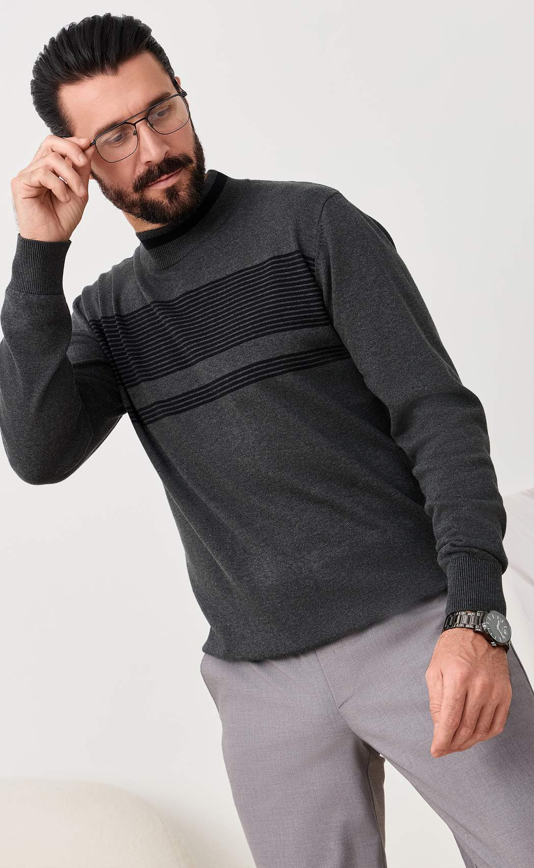 Джемпер F521-1576 grey/black