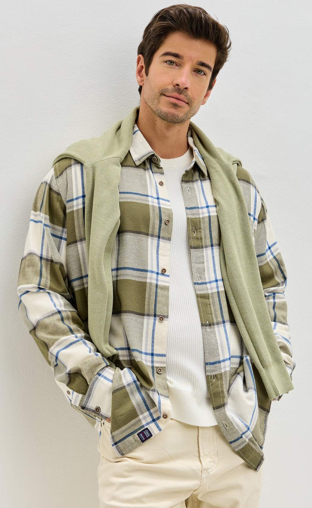 Рубашка F521-0460 khaki-milk