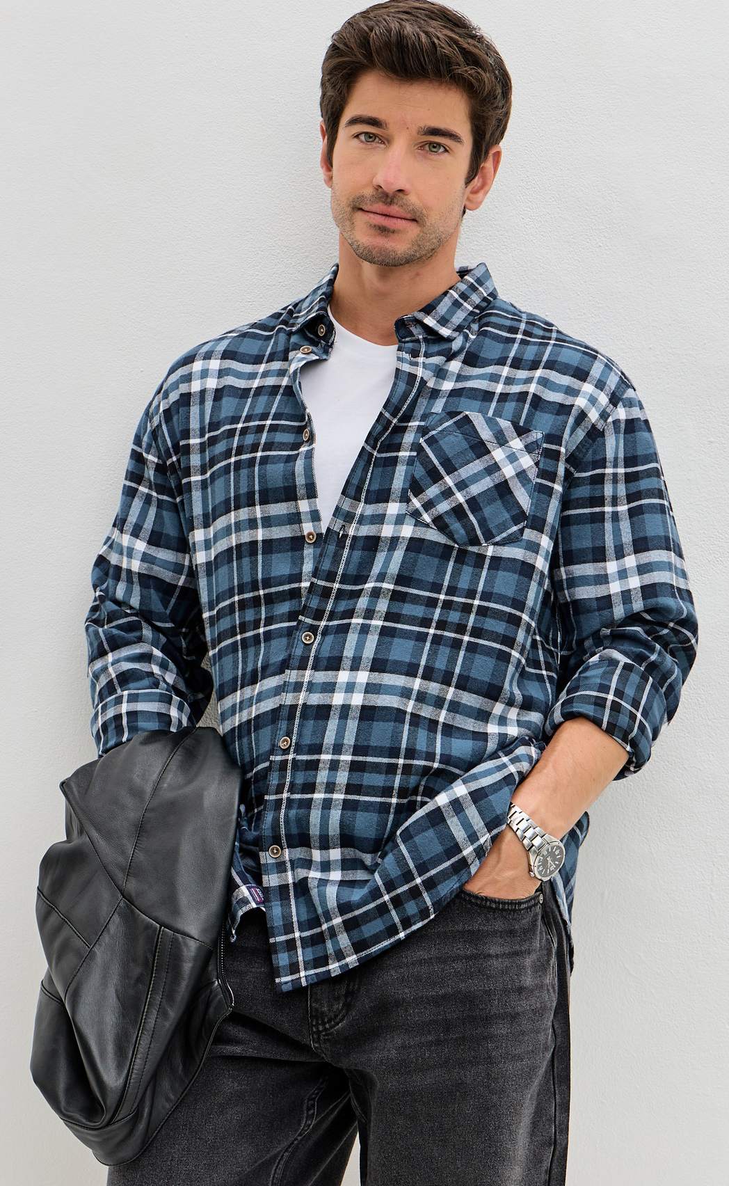 Рубашка F521-0460 blue-white