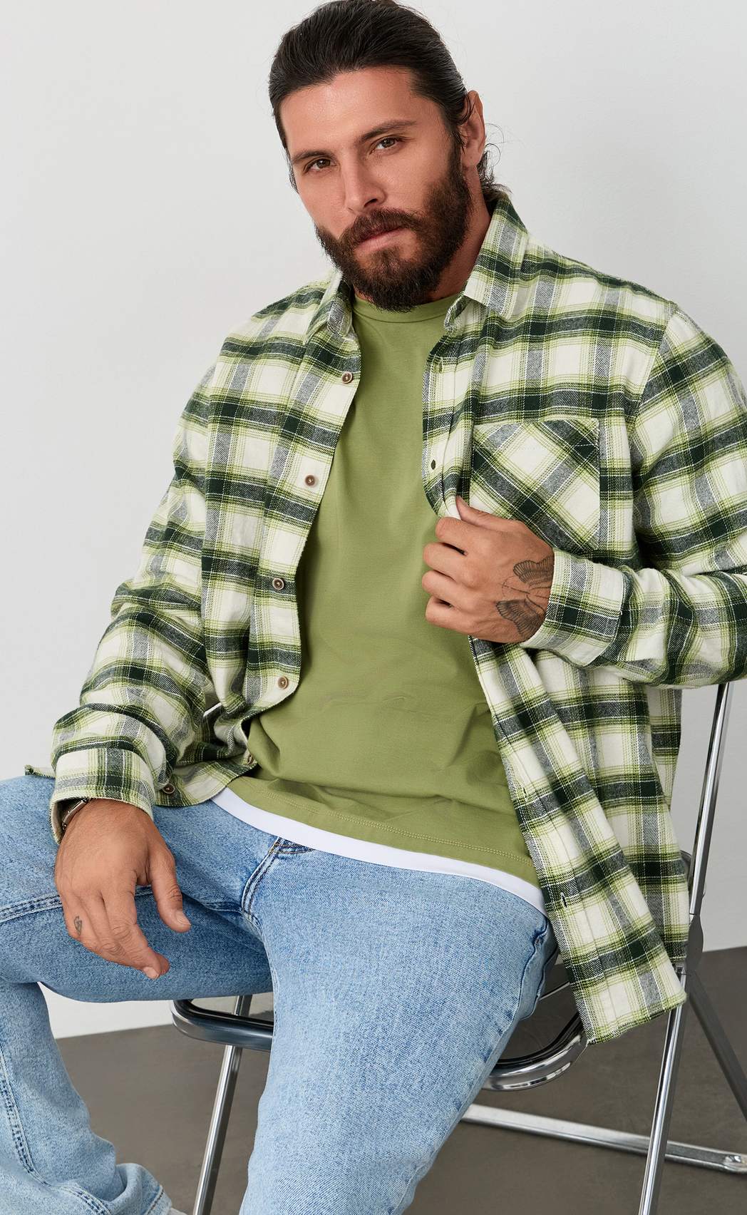Рубашка F521-0460 white-green