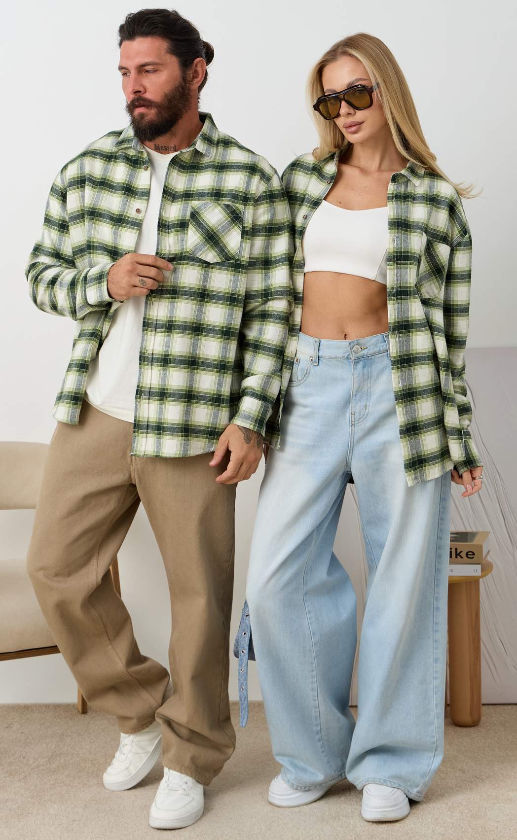 Рубашка F521-0460 white-green