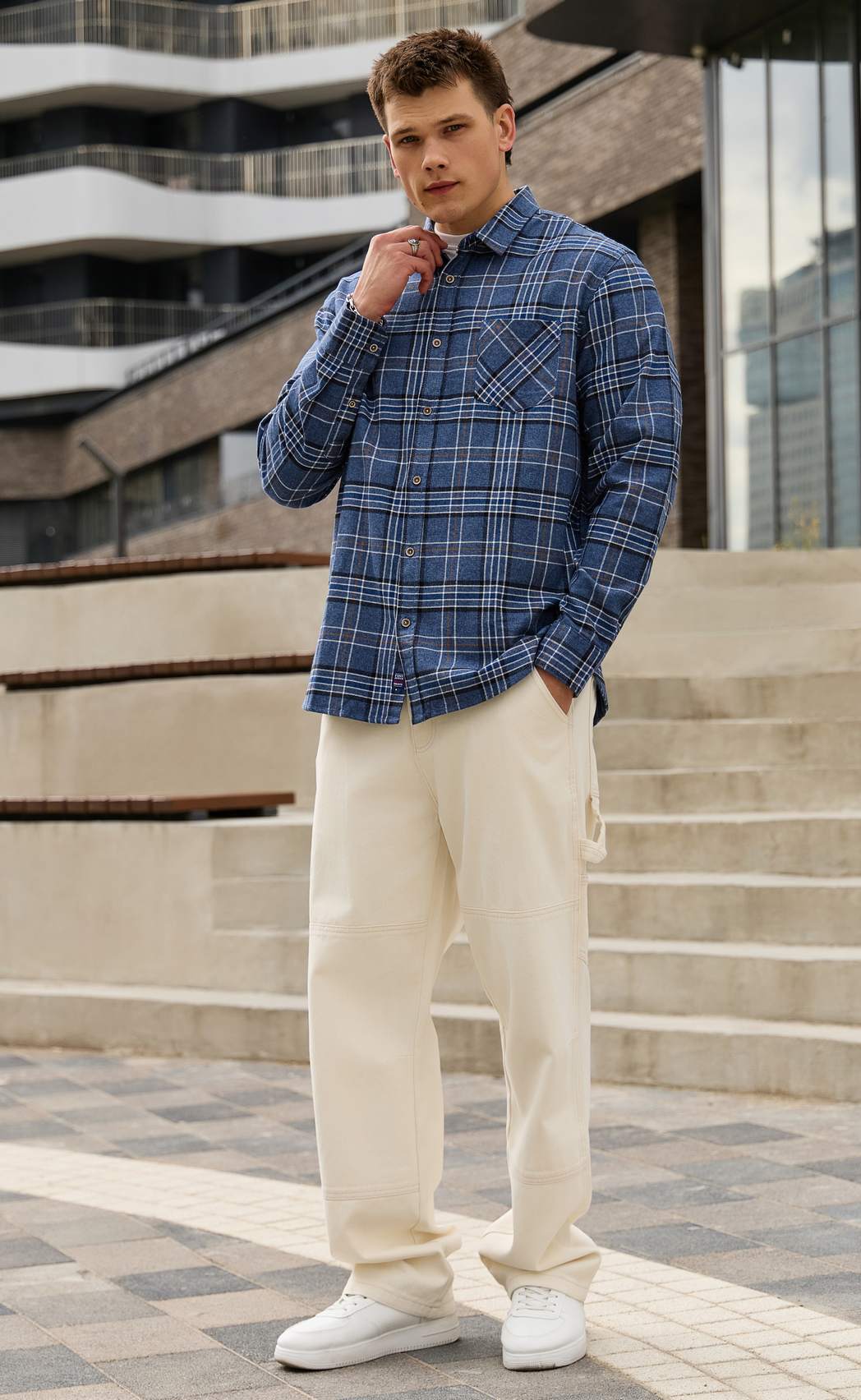 Рубашка F521-0460 grey