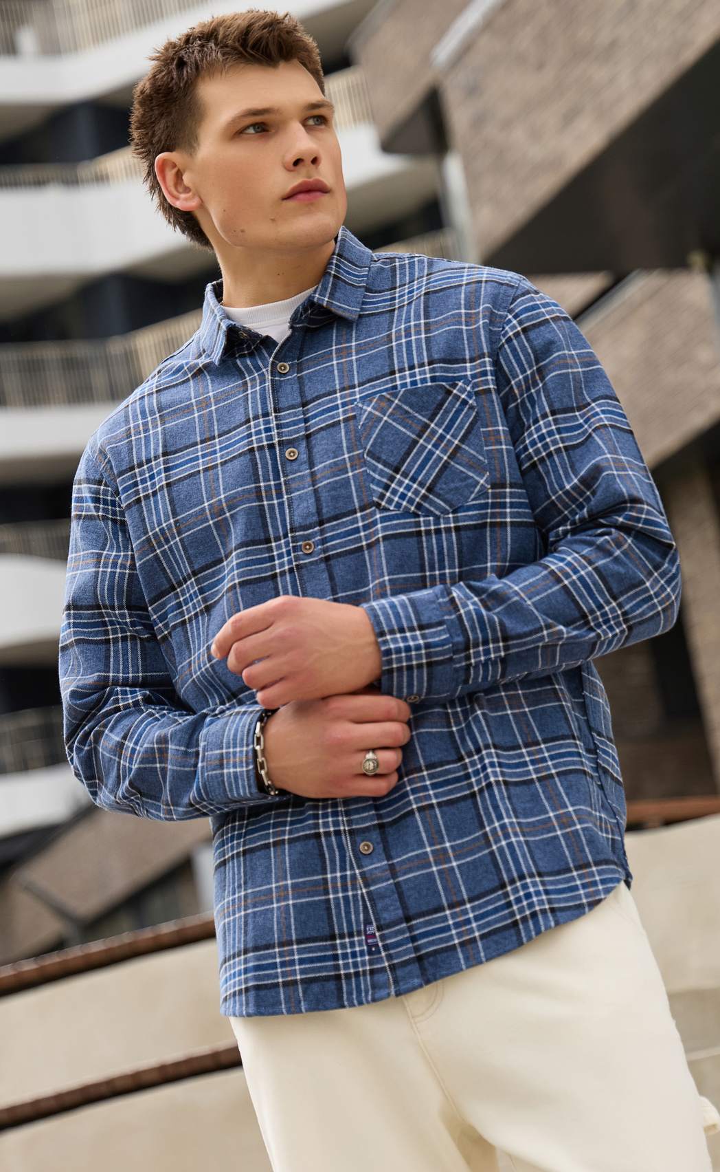 Рубашка F521-0460 grey