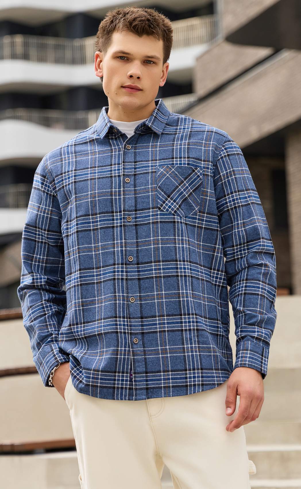 Рубашка F521-0460 grey