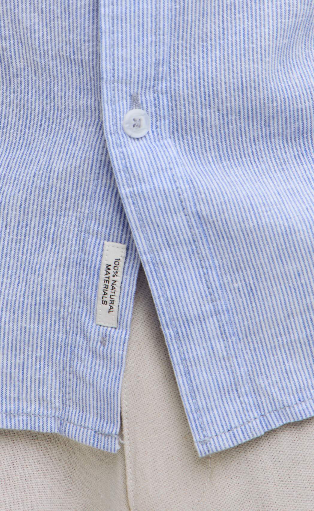 Рубашка к/р лен F111-0450 l.blue stripes