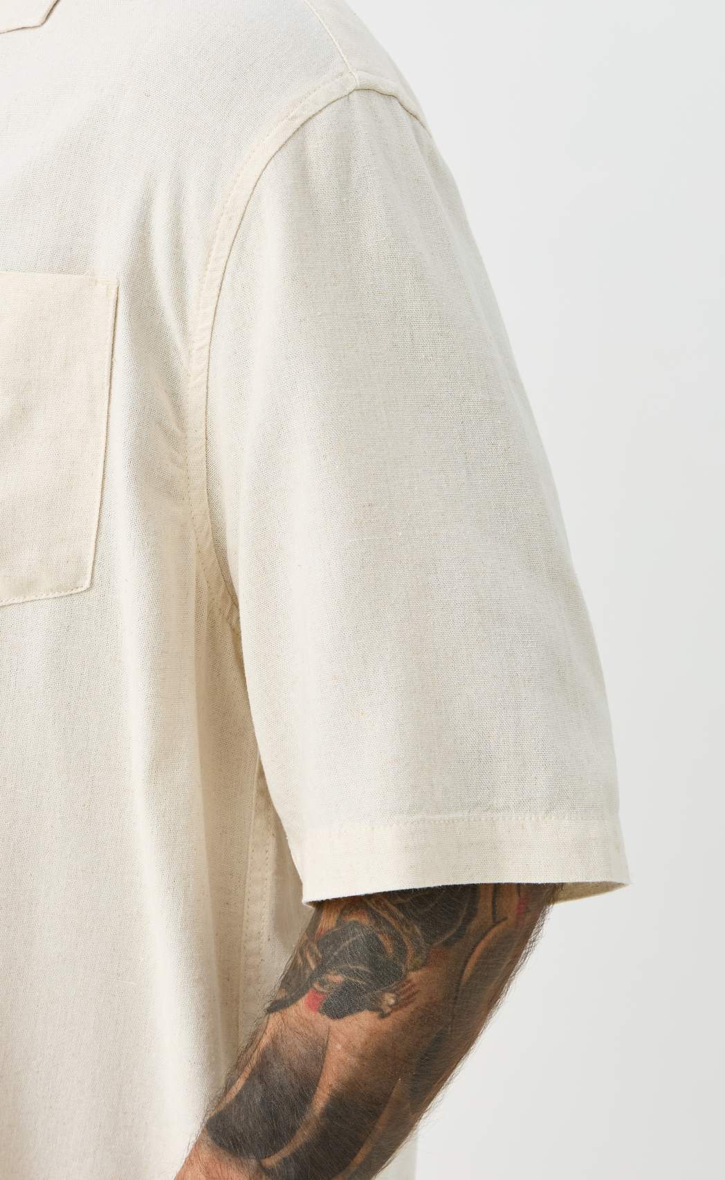 Рубашка к/р лен F611-0423 beige