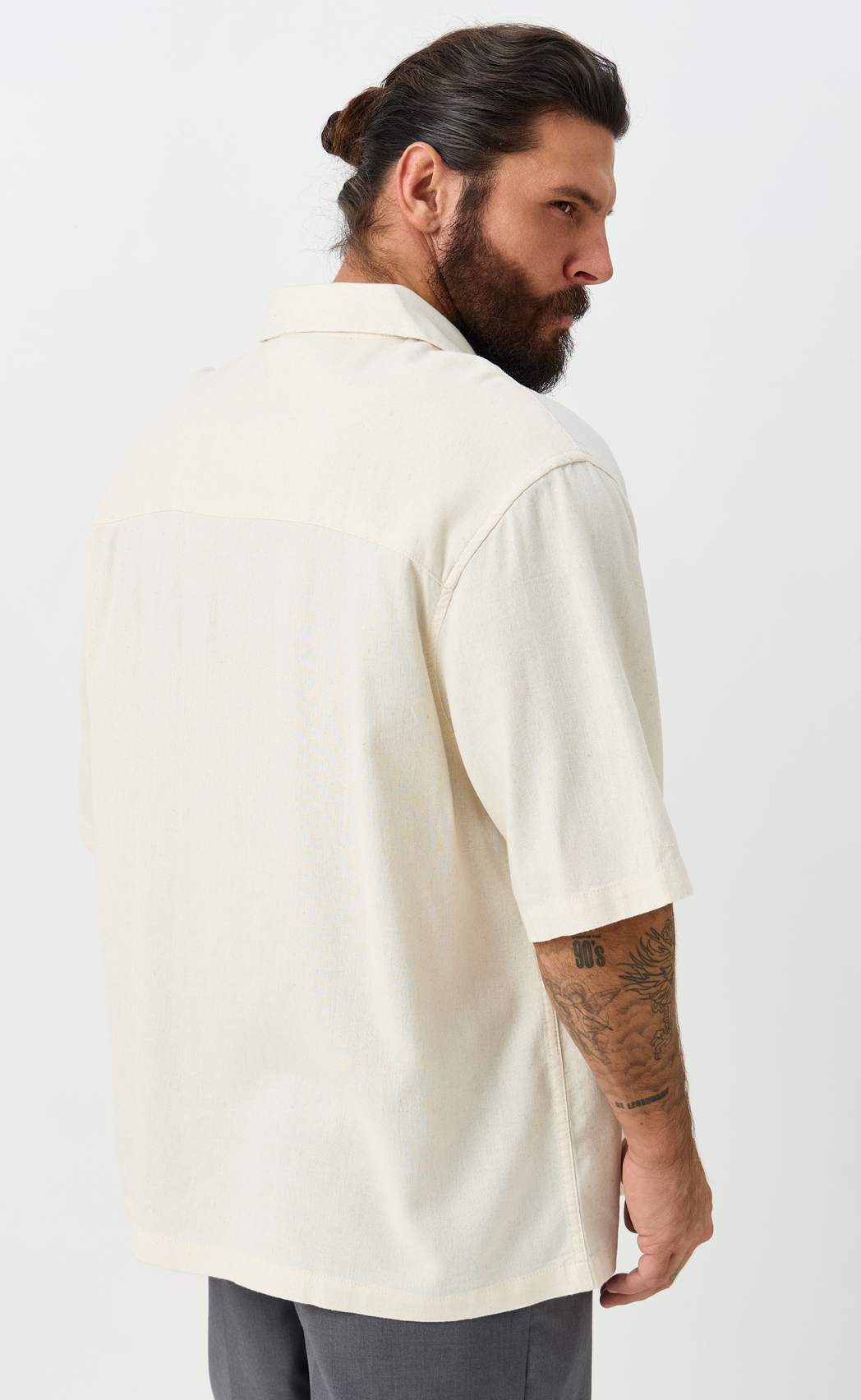 Рубашка к/р лен F611-0423 beige