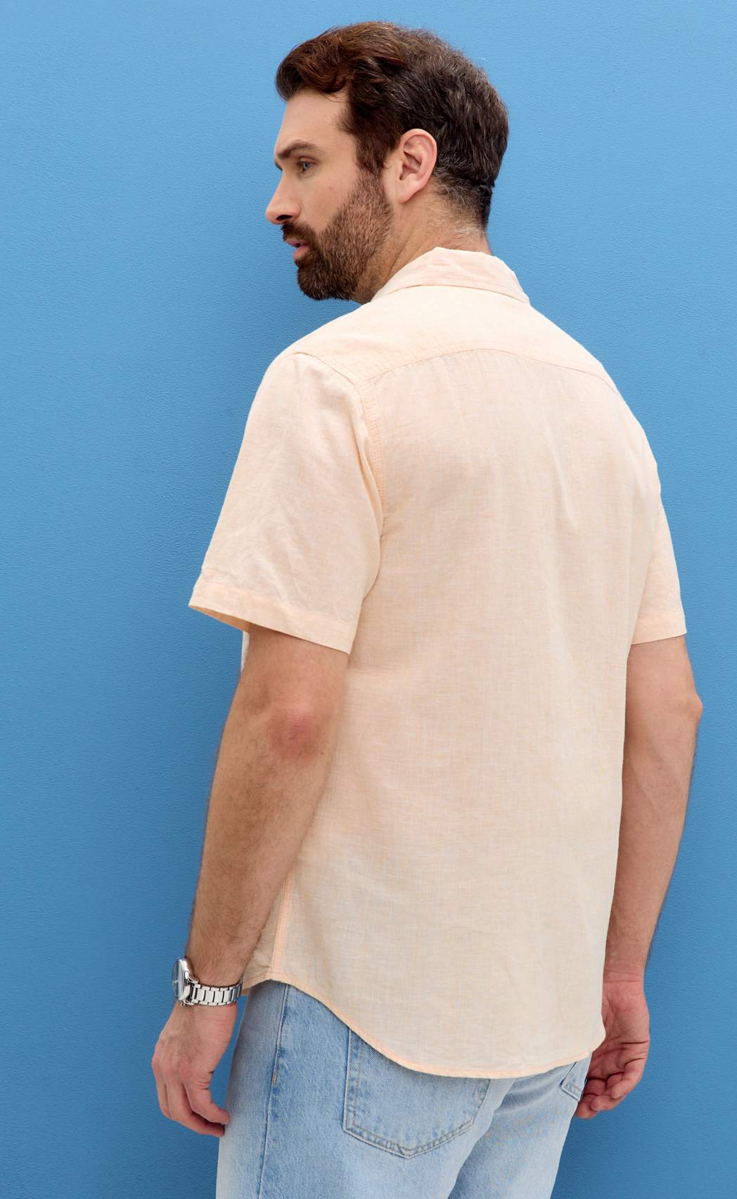 Рубашка к/р лен F111-0450 l.orange