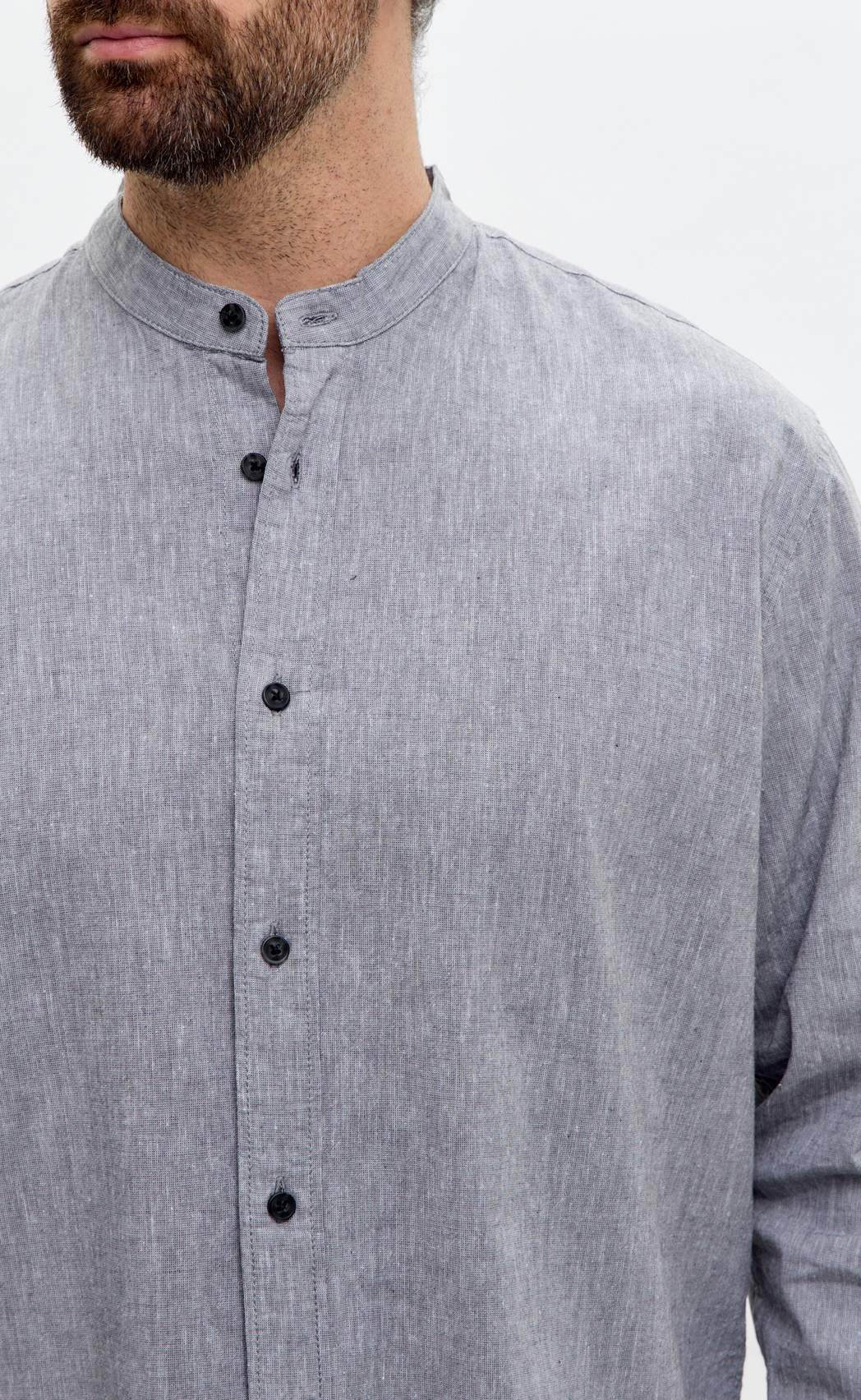 Рубашка д/р лен F511-0480 green-grey