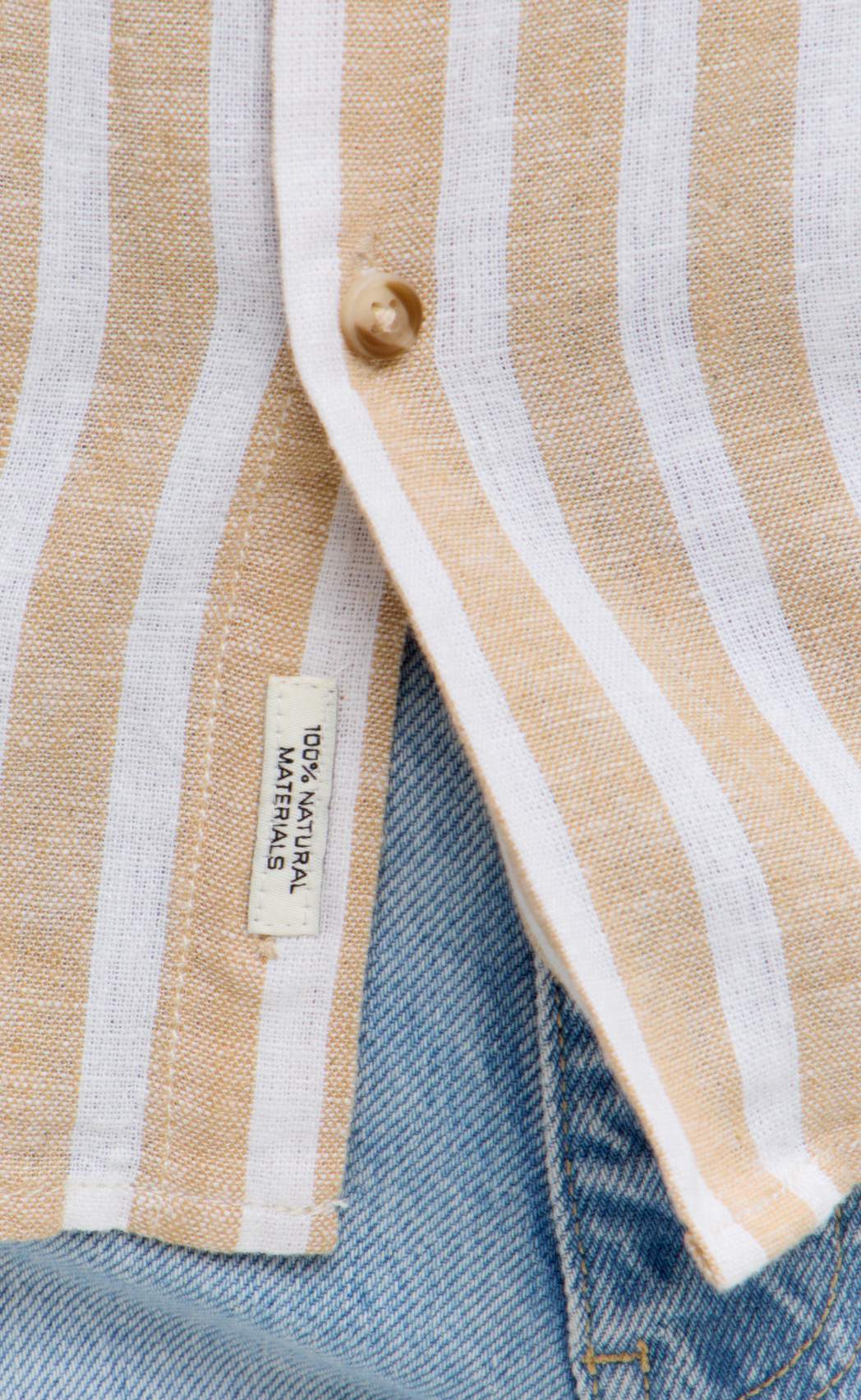 Рубашка д/р лен F611-0483 beige stripes