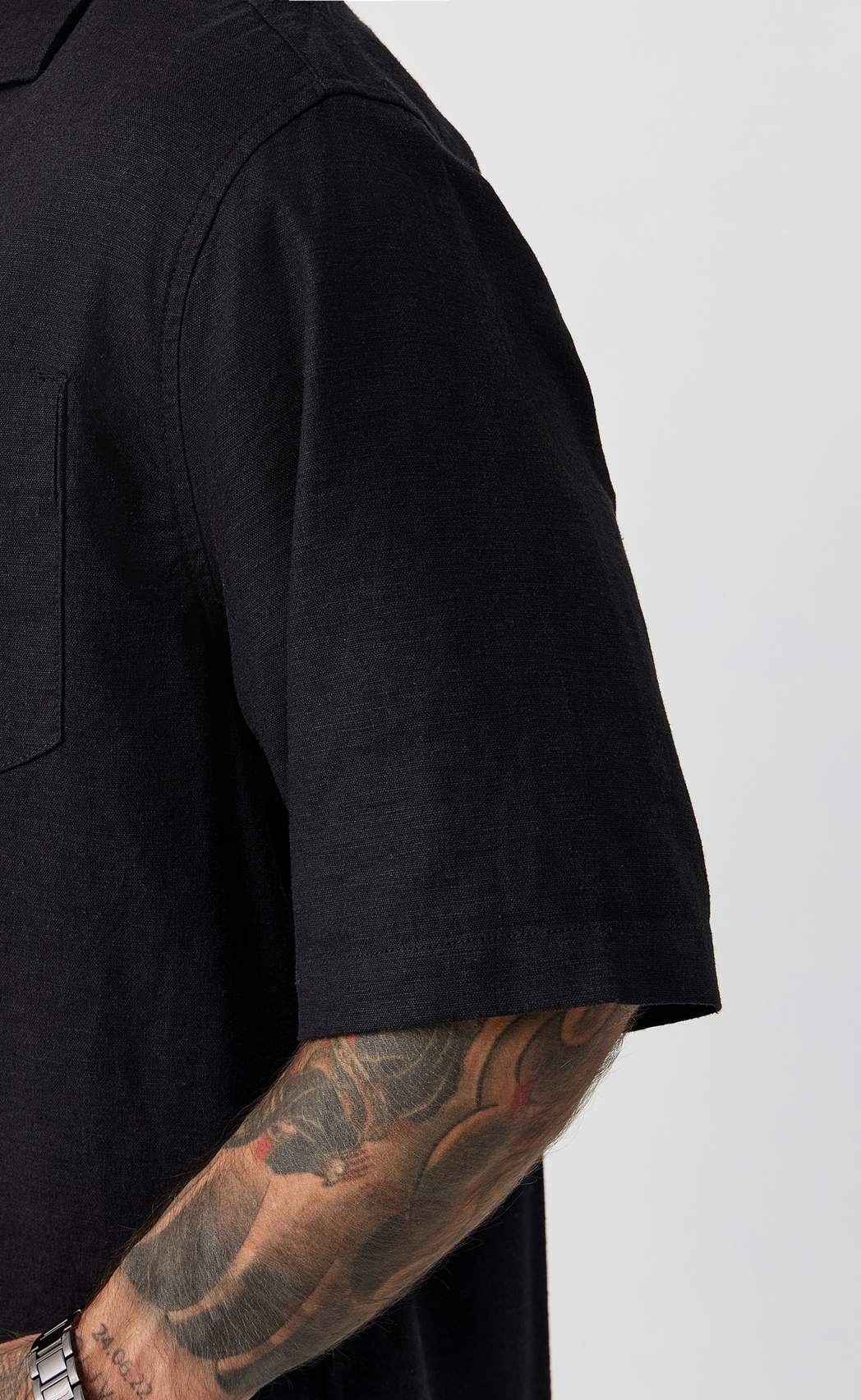 Рубашка к/р лен F611-0423 black