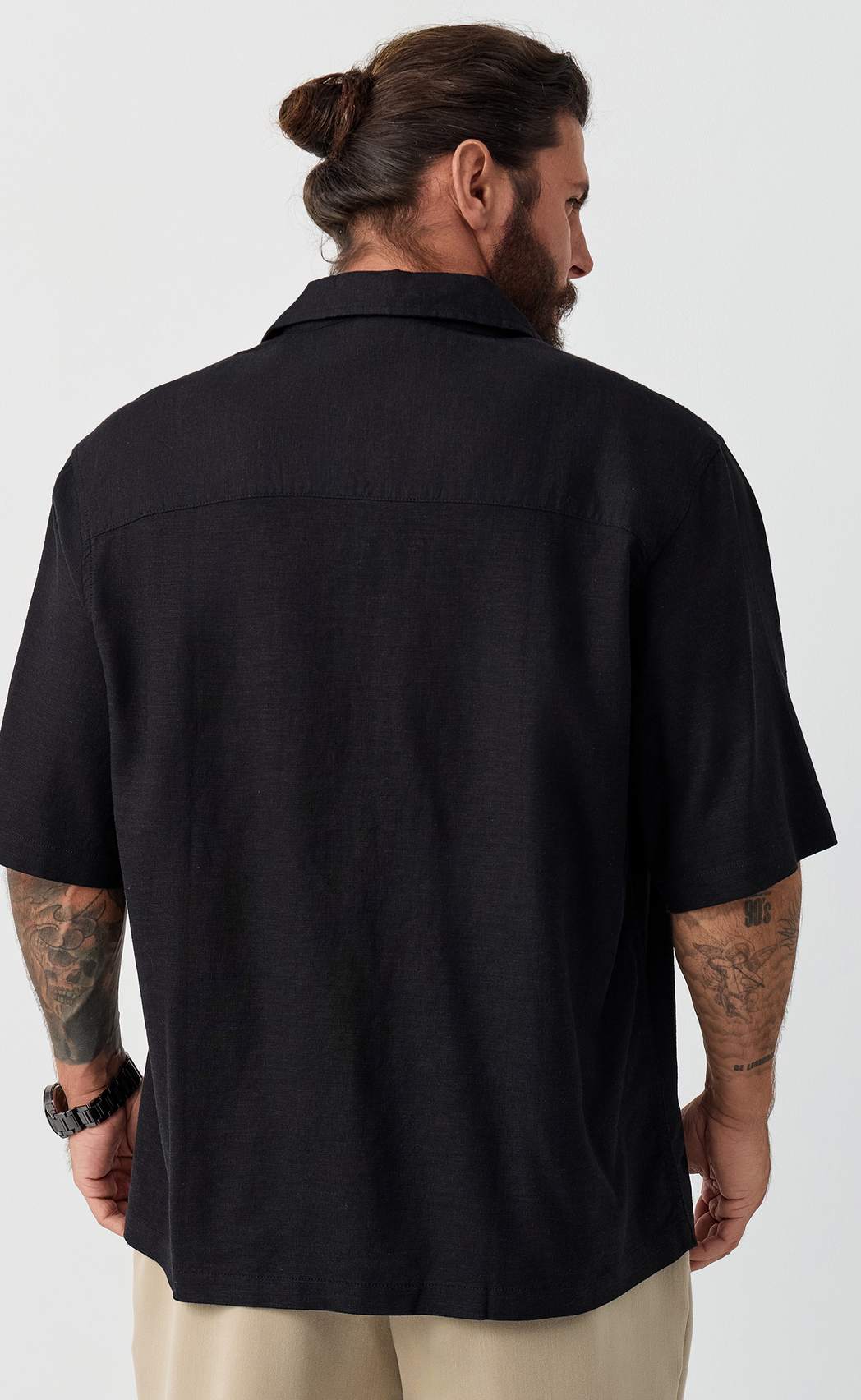 Рубашка к/р лен F611-0423 black