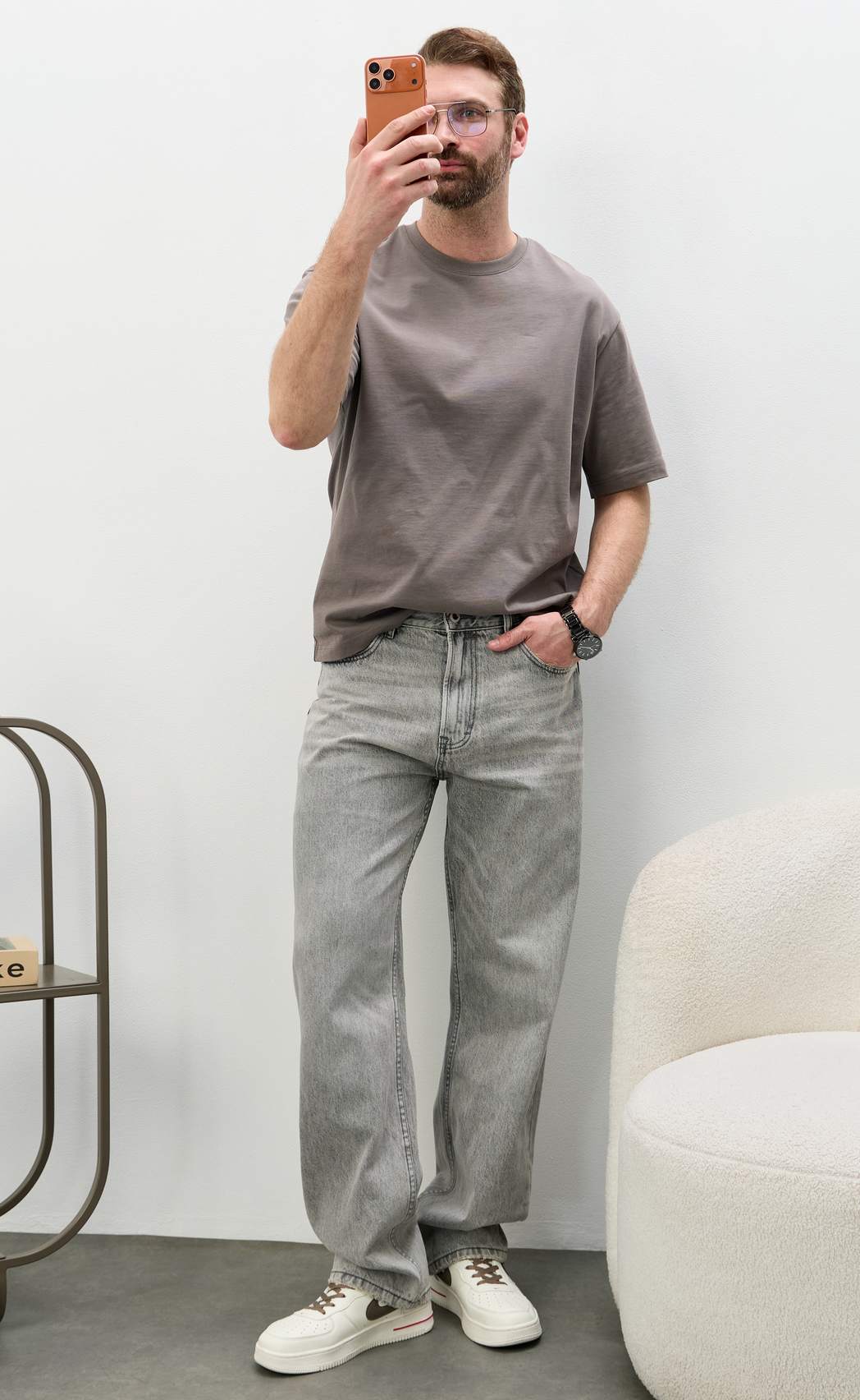 Джинсы муж. F611-0162R l.grey