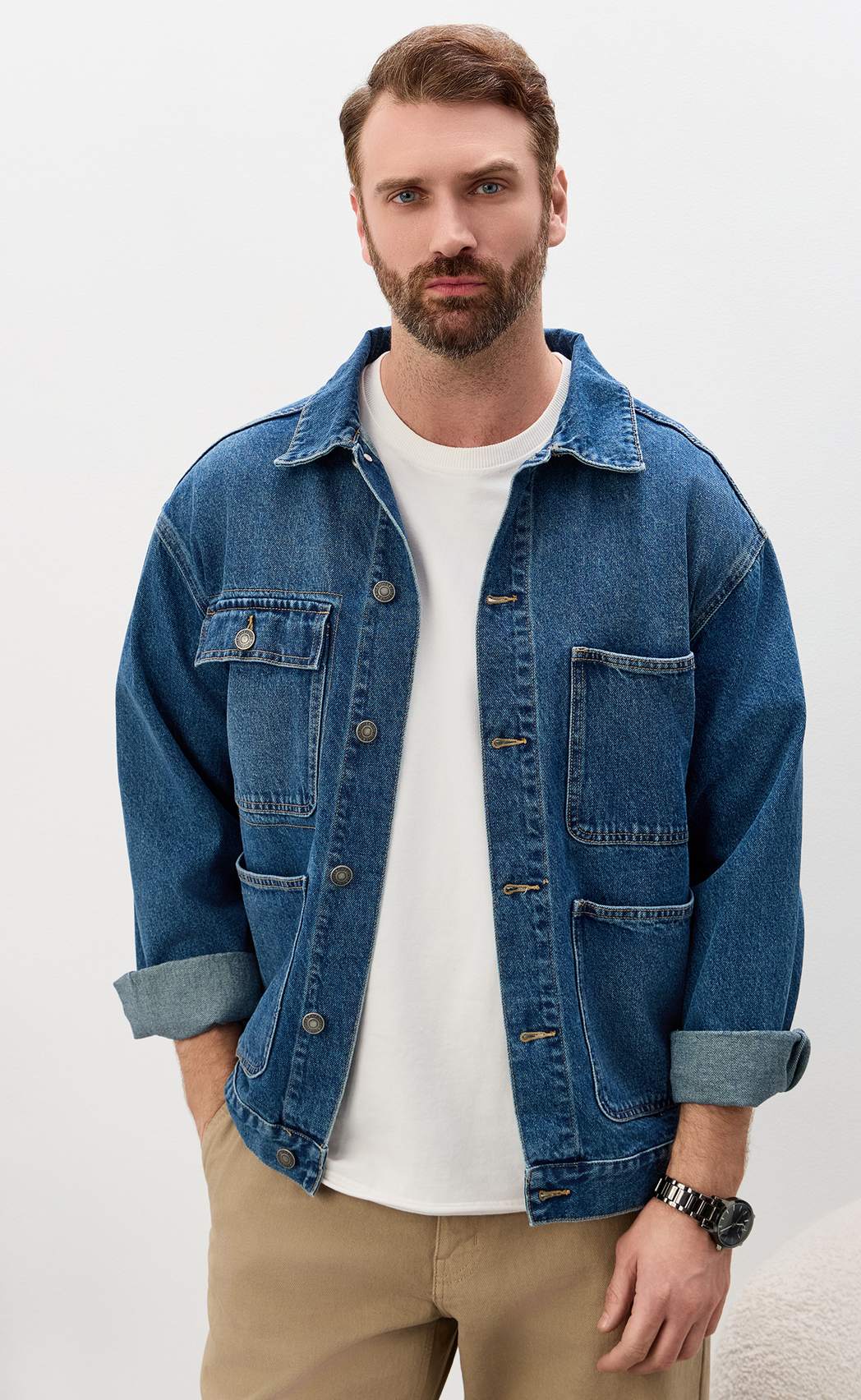 Куртка джинс F611-1243 middle blue
