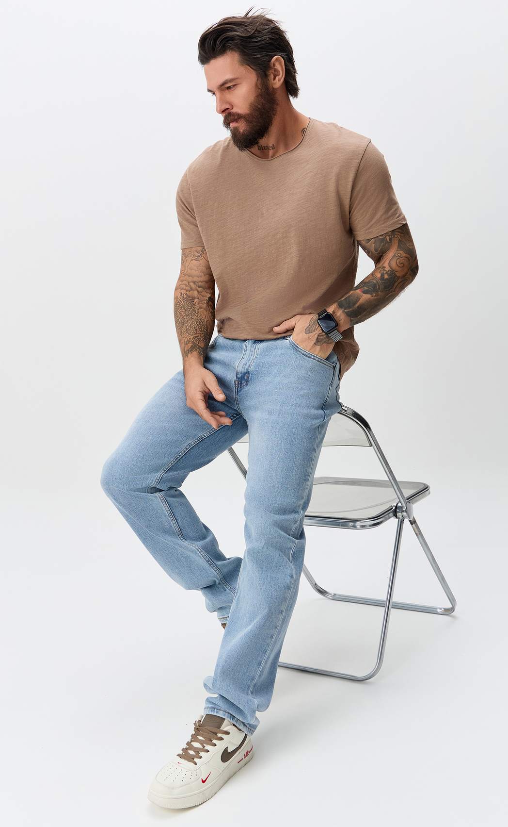 Джинсы муж. F611-0181 l.blue