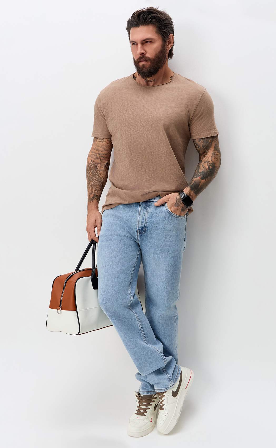 Джинсы муж. F611-0181 l.blue