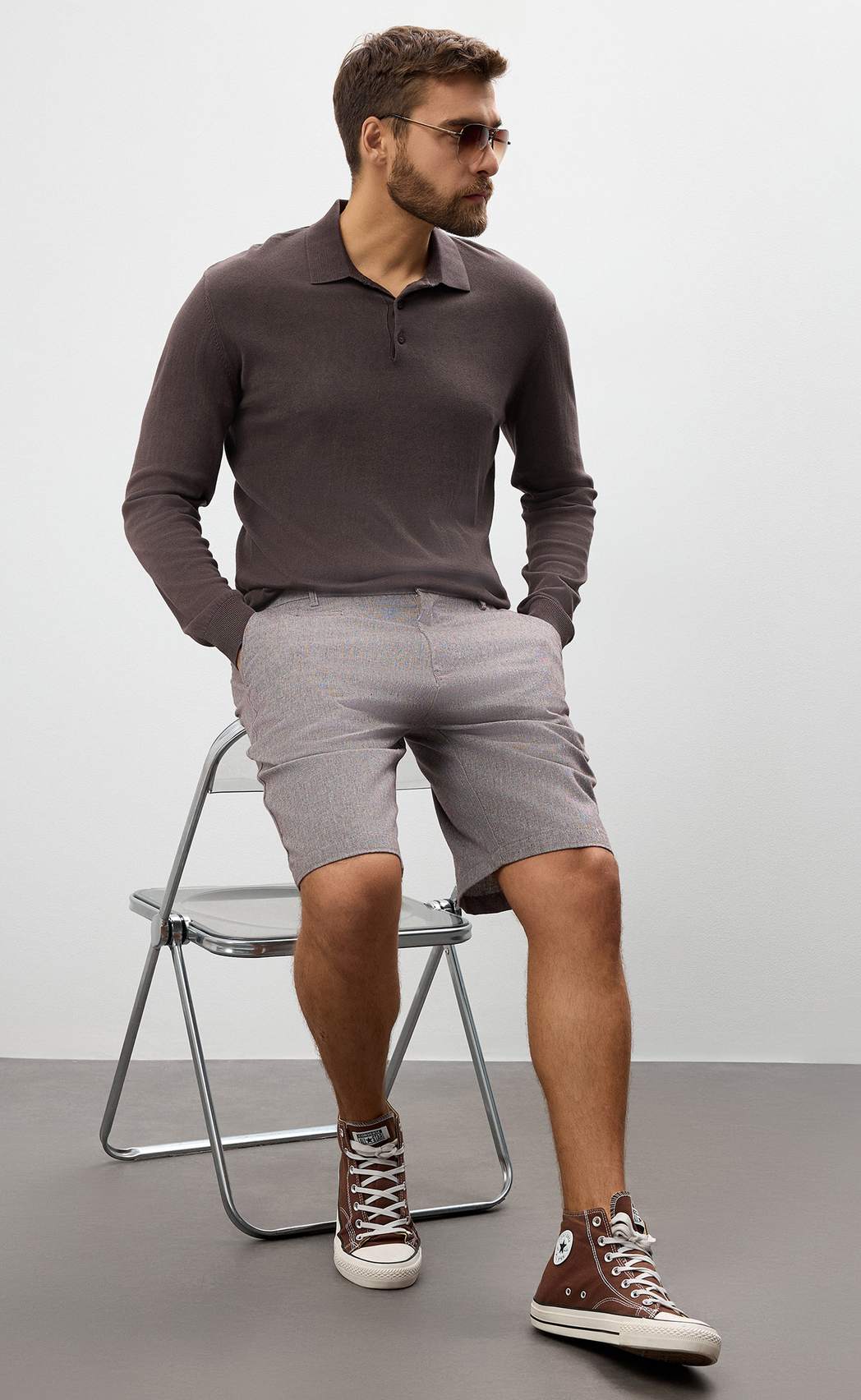 Шорты P611-0991 brown melange