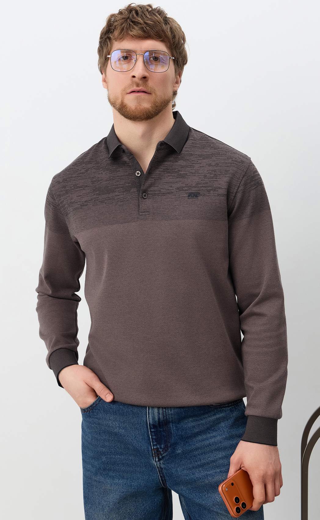 Поло F611-07-5858 brown