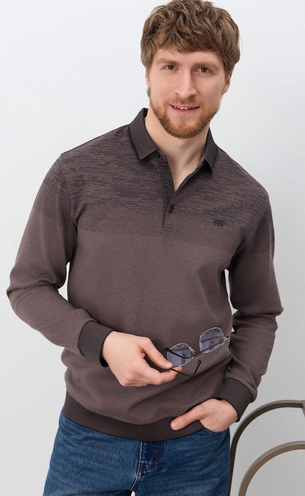 Поло F611-07-5858 brown