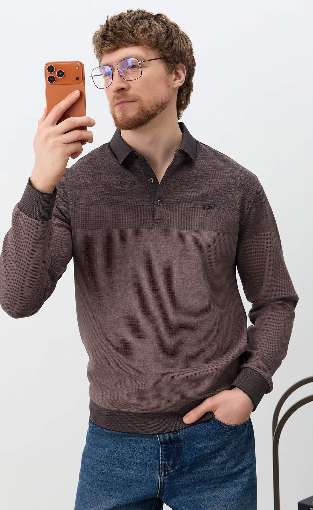 Поло F611-07-5858 brown