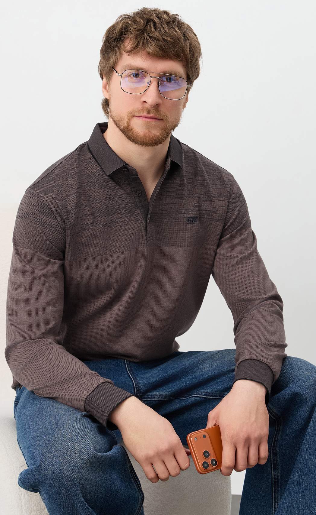 Поло F611-07-5858 brown