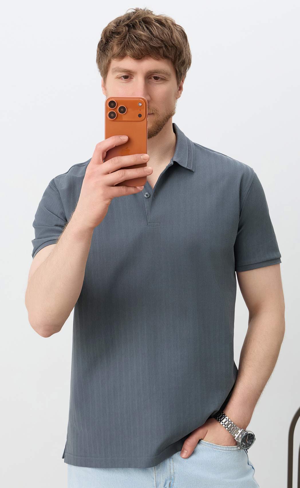 Поло F611-07-82 dark grey