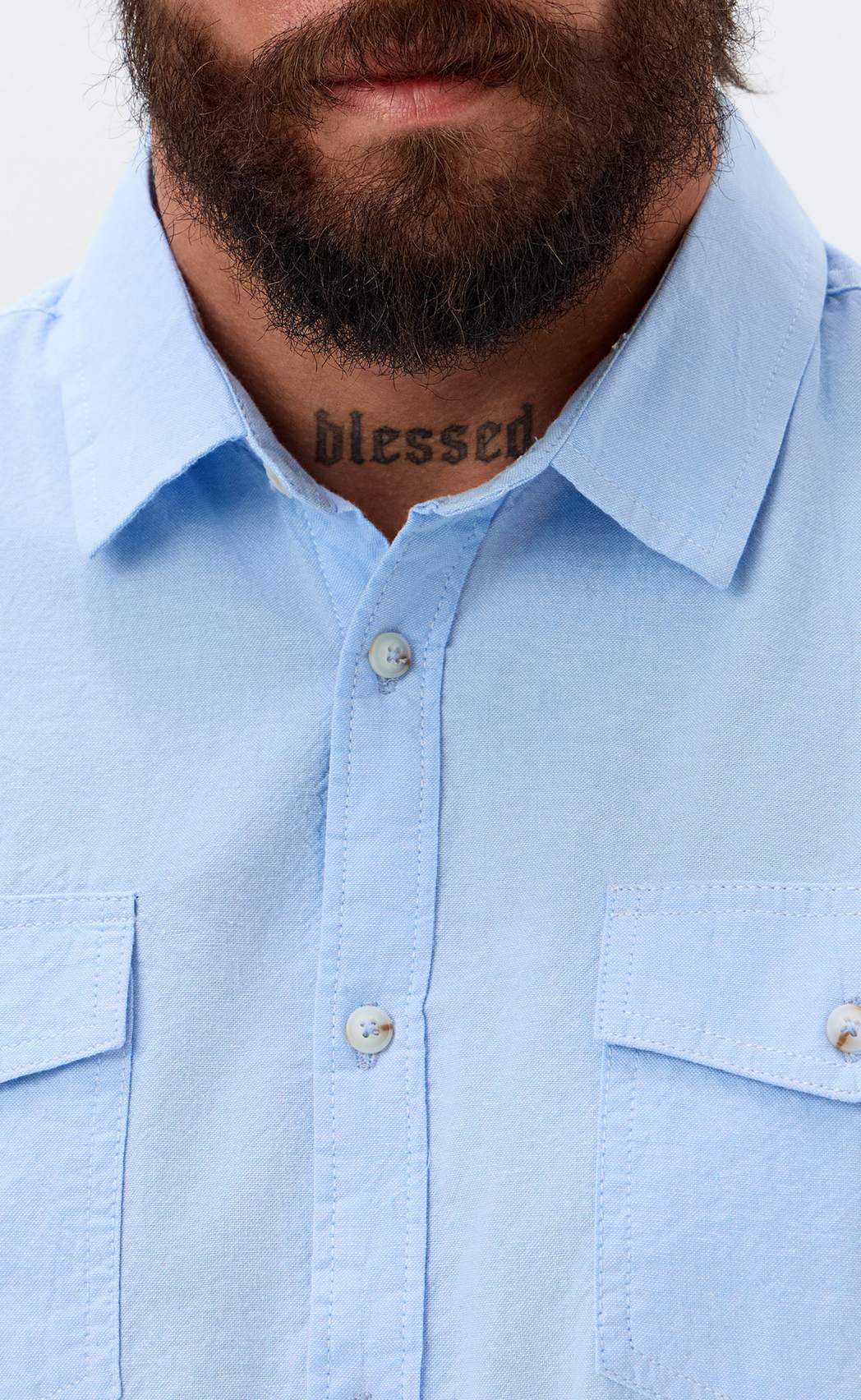 Рубашка к/р лен F611-0482 pale blue