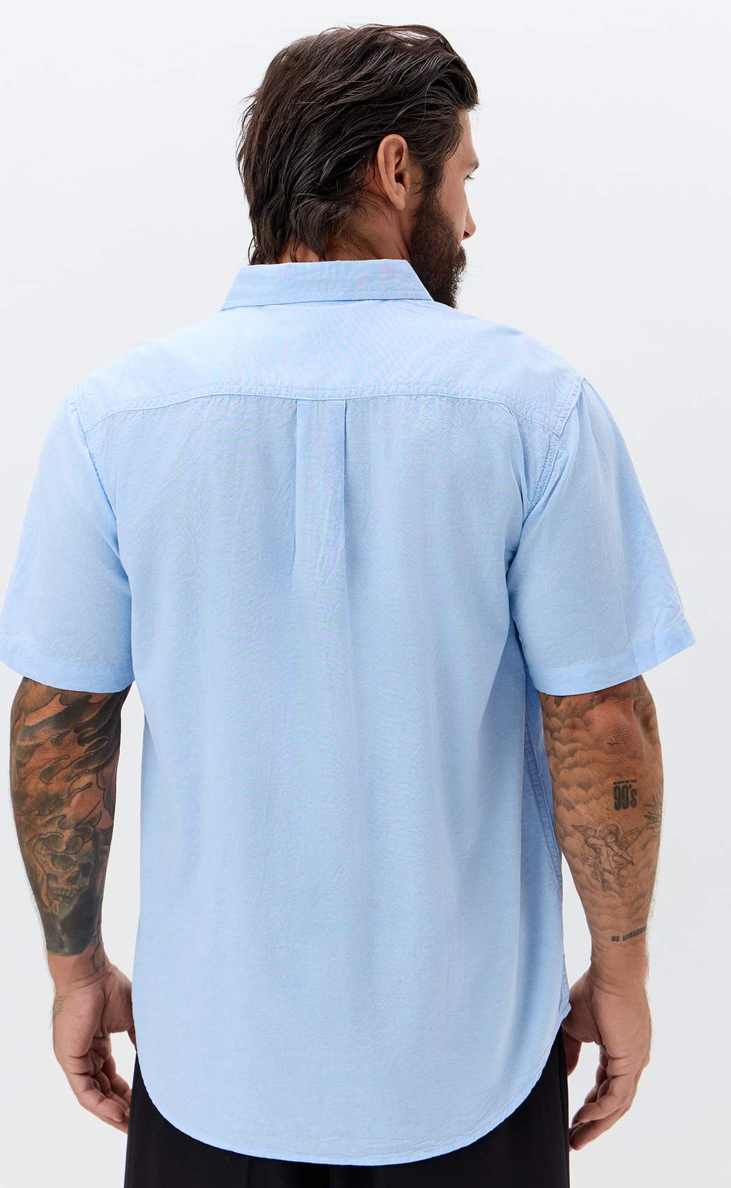 Рубашка к/р лен F611-0482 pale blue