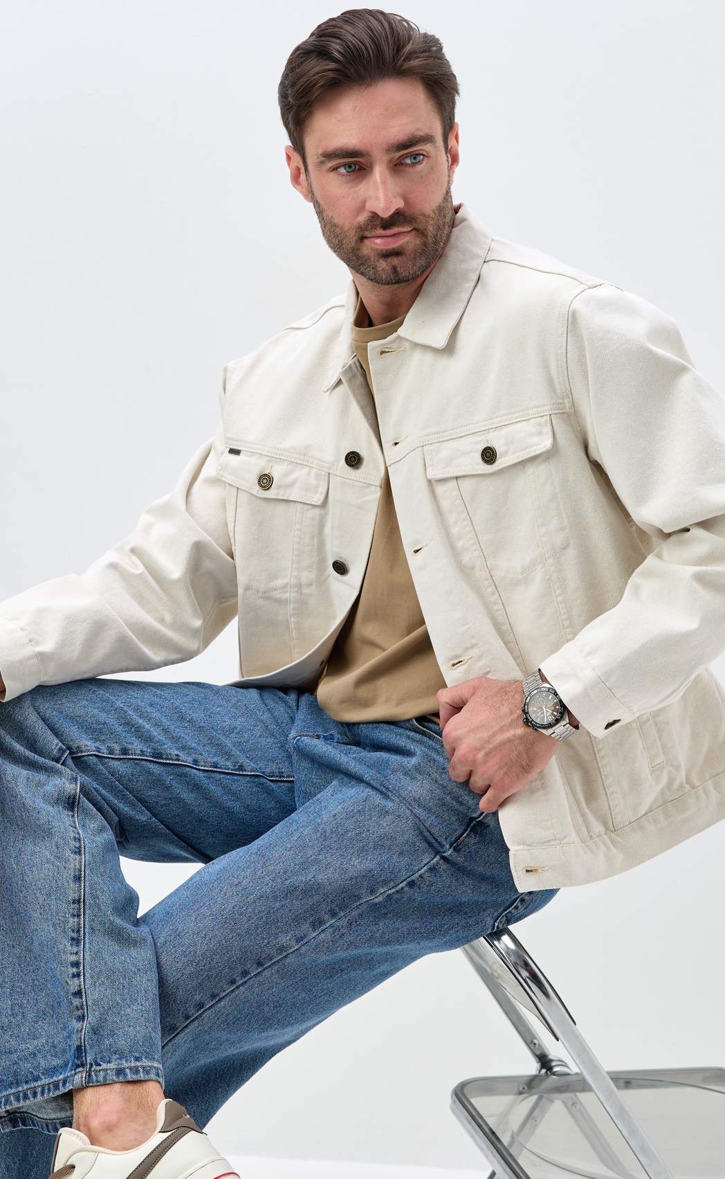 Куртка джинс F611-1214 l.beige