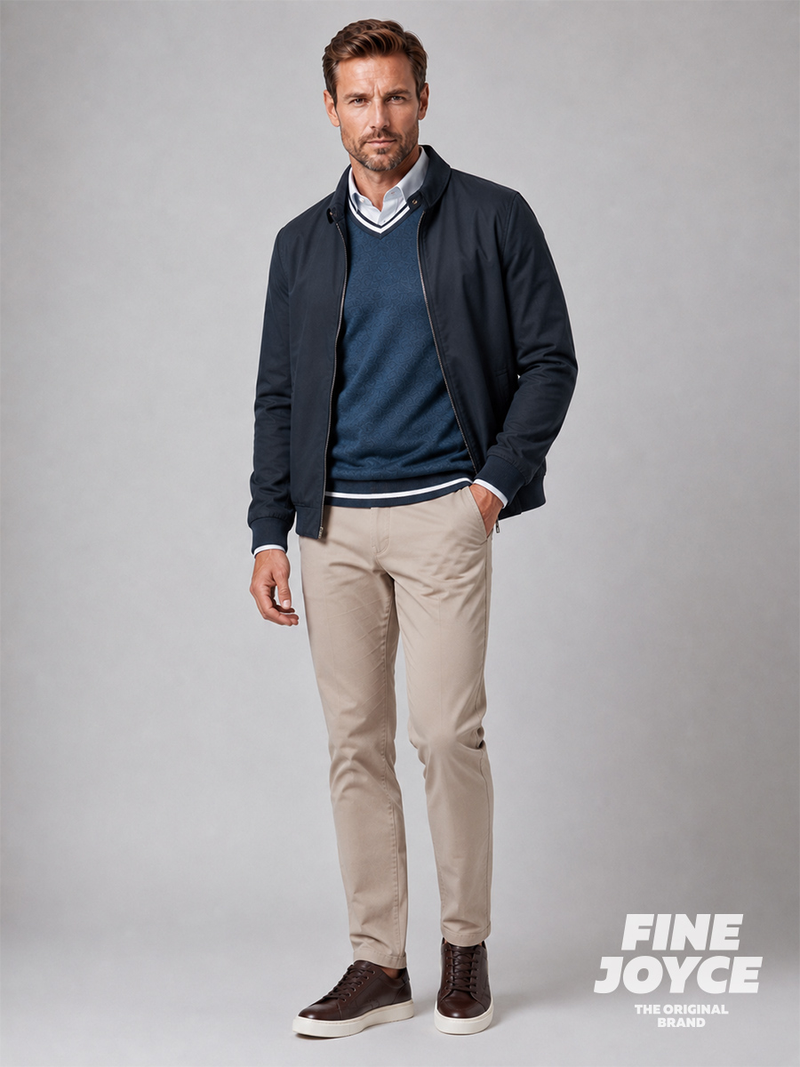 Пуловер однотонный мужской с V-образной горловиной F021-15-0046 jeans melange