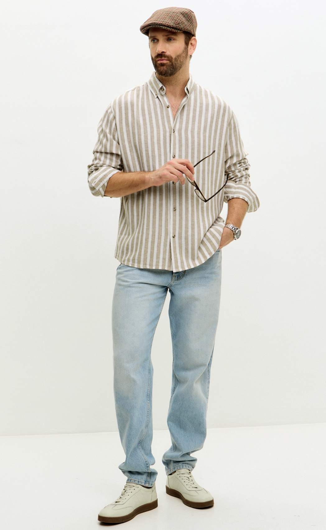 Рубашка F611-0483 d.beige stripes