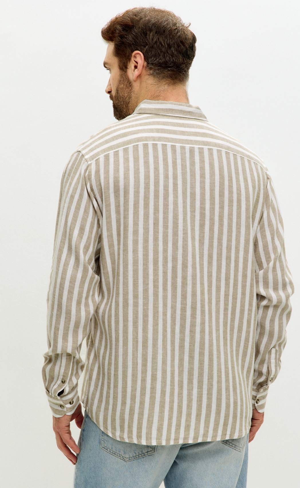 Рубашка F611-0483 d.beige stripes