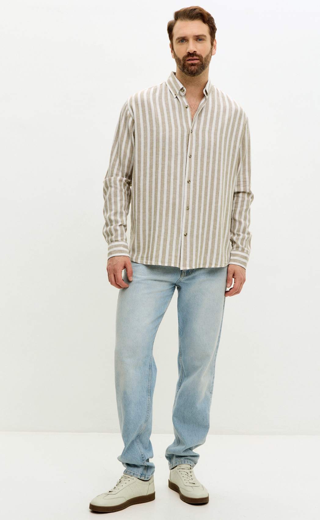 Рубашка F611-0483 d.beige stripes