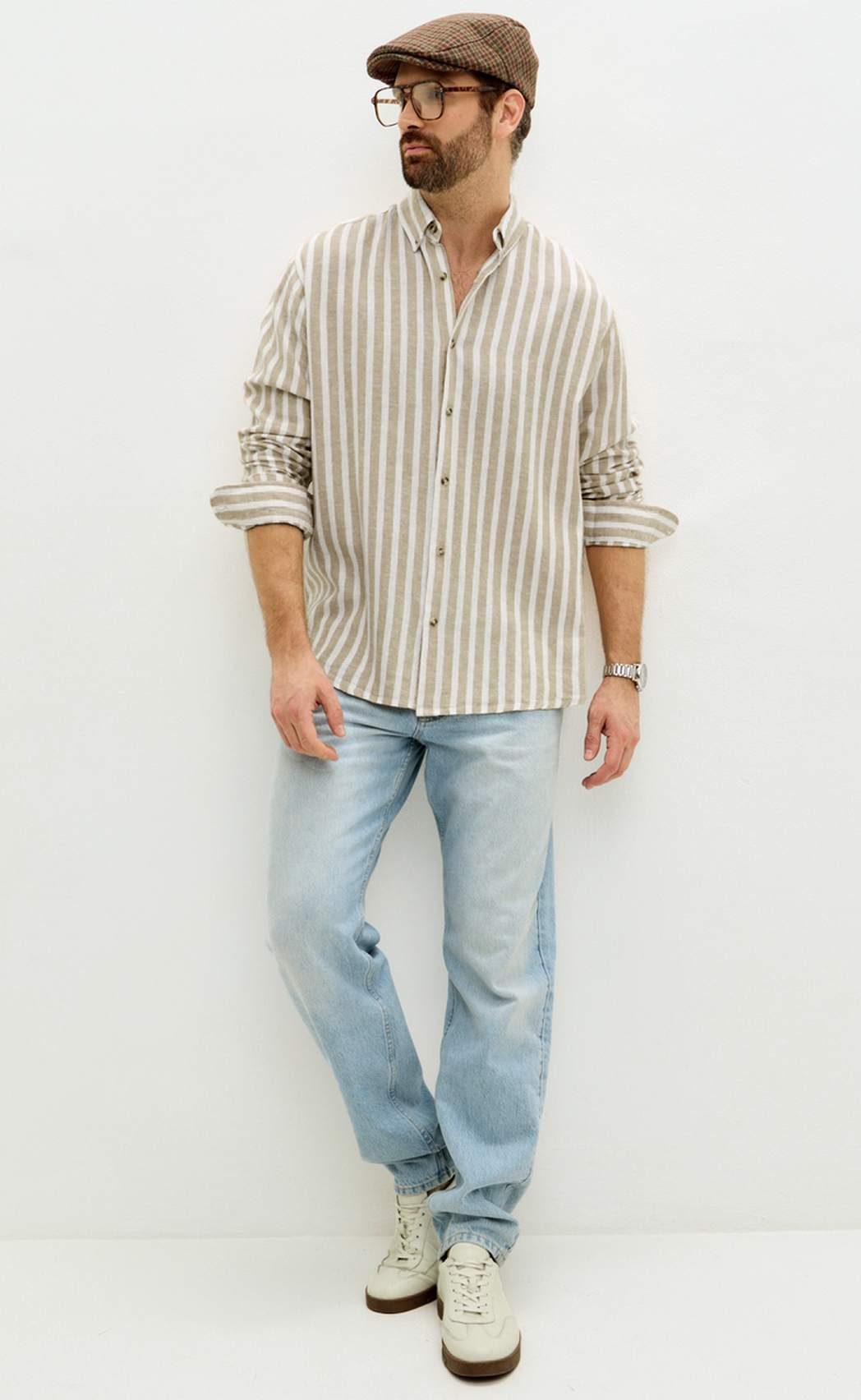 Рубашка F611-0483 d.beige stripes